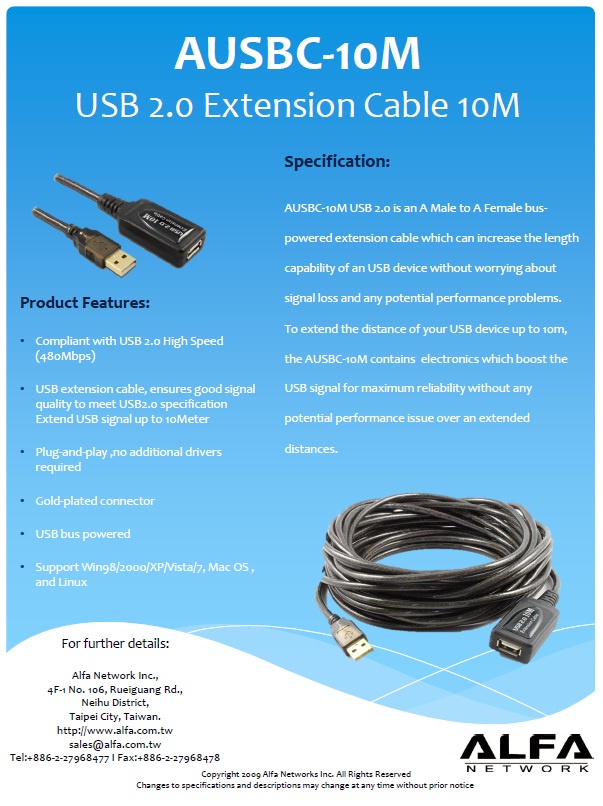 Alfa AUSBC-5M Active USB Cable